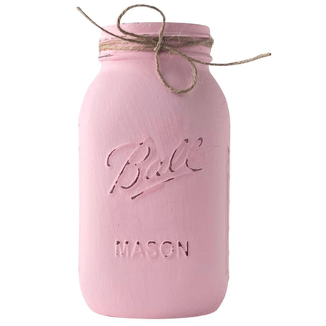 Pink Mason Jar for Centerpiece – 32 oz Painted Jar for Girl Baby Shower, First Birthday, Baptism, or Communion – Rustic Farmhouse Centerpiece for Party Decor (Pink Jar - No Flowers) Viva's Flower Shop