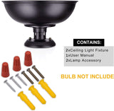 Vintage Rustic Semi Flush Mount Light, Farmhouse Black Ceiling Fixture, Industrial Lights for Hallway, Stairway, Foyer, Kitchen, Porch, Entryway (2 Pack) Wegitcs