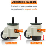 Leveling Stem Casters, M12 Thread Casters Set of 4 Heavy Duty with Leveling feet, 2200 LBS Retractable Caster Wheels with Upgraded Ratchet Arm, Adjustable Height Casters for Workbench, Machine Wieyunn