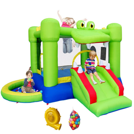 Inflatable Bounce House with Slide, Jumping Castle with Blower and Ball Pit House, Two Dart Target Game NC