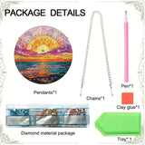 hospitian DIY Hanging Diamond Art Pendant Painting Kit Landscape,Sea Sunset Diamond Painting Kits for Adults,Special Crystal Gem Craft Painting Kit Ornament 9.4x9.4inch hospitian