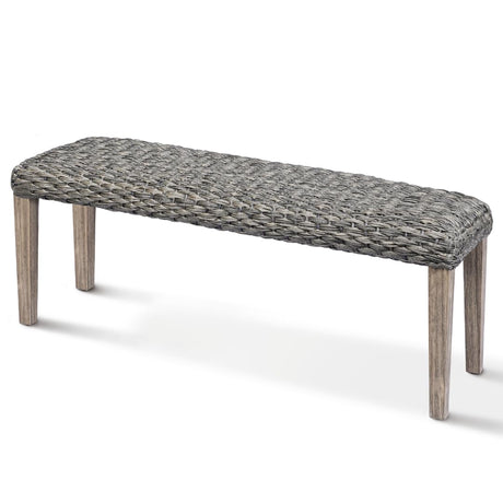 AV CONNECT Acacia Solid Garden Bench with PE Wicker Seat, Backless Patio Garden Benches, Backless Outdoor Bench, Suitable for Indoor and Outdoor Uses 13.7" x 46.5" x 19.3" (Antique Grey) AV CONNECT