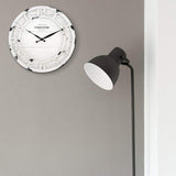 Presentime & Co 13" Farmhouse Series Wall Clock, Quartz Movement, Shiplap Style, Raised 3D Arabic Numeral, Antique Distressed White Presentime