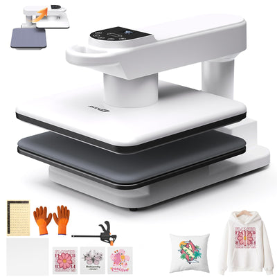 AKEYDIY New 15x15 Swivel Auto Heat Press Machine for T-Shirts, 360° Swing Away Heat Press with Auto Press Release, Heat Up Fast (One-Workstation)