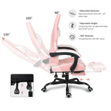 Leopard Gaming Chair with Footrest, Height Adjustable Game Chair with Lumbar Support, Video Gaming Chair for Gaming Room, Living Room and Office - Pink/White Leopard Outdoor Products