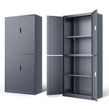 DNA MOTORING 71'' Metal Garage Storage Cabinet, Locking Tool Cabinet with 4 Doors and 2 Adjustable Shelves, Heavy Duty Metal Locker for Garage,Office,Home,Gym,Gray, TOOLS-00634-GY-GY-A DNA MOTORING