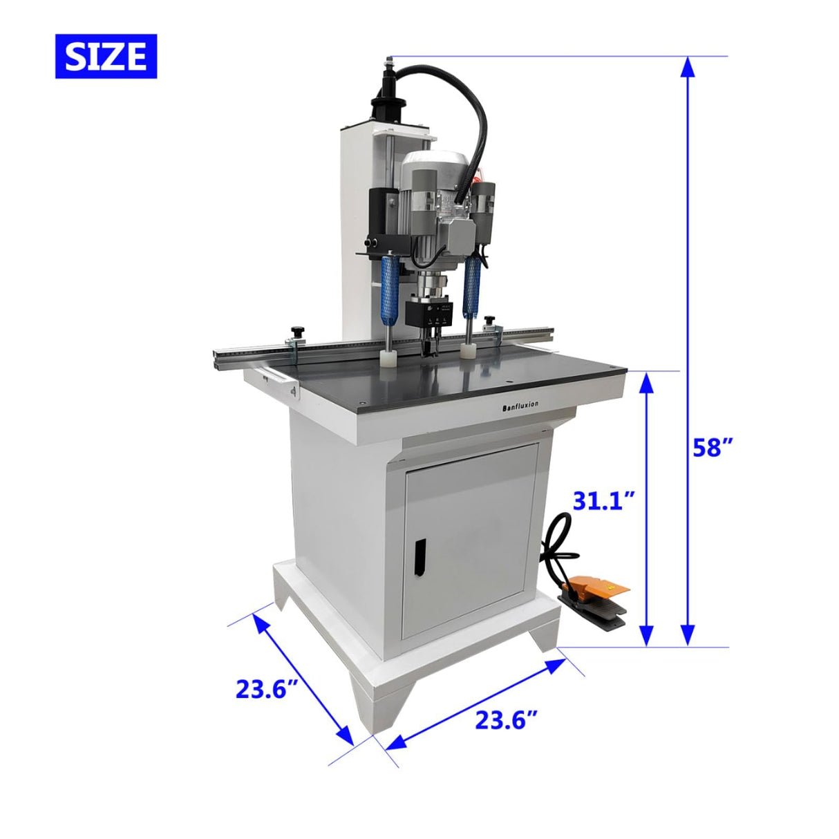Banfluxion 110V Woodworking Hinge Drilling Machine Single Head Pneumatic Hinge Boring Insertion Machine Hinge Boring Drill Press Machine for Drilling Processing of Doors, Cabinets, 2880r/min Banfluxion