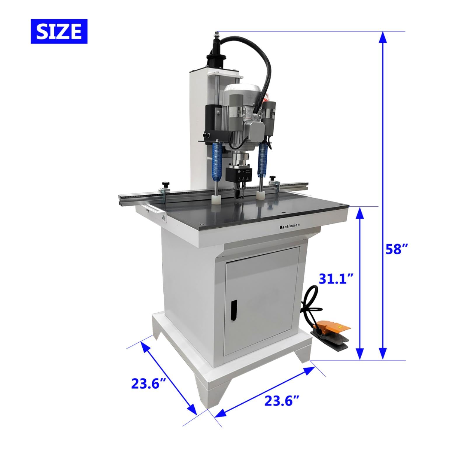 Banfluxion 110V Woodworking Hinge Drilling Machine Single Head Pneumatic Hinge Boring Insertion Machine Hinge Boring Drill Press Machine for Drilling Processing of Doors, Cabinets, 2880r/min - WoodArtSupply