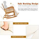 Tangkula Acacia Wood Patio Bistro Set, Outdoor Rocking Chair with Table, Porch Rocker with Thick Cushion of Detachable Cover, Porch Rocking Chair Table Set for Outdoor Indoor Patio Backyard, Teak Tangkula