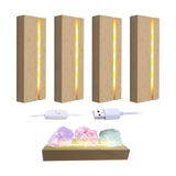 dcvbny 4Pcs Wood LED Lights Display Base,Rectangular Wooden Lighted Base Stand Warm Color for 3mm Thick Acrylic Plate Glass Plate Resin Art Paperweighs (4Pc Wood) dcvbny