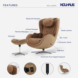 Nouhaus NOU Campo Heated Massage Chair,Full Body Massaging Zero-Gravity Leisure Recliner with Low-Noise 3D Massage and Dual Sound Systems Modern Massage Chairs (Dark Caramel) Nouhaus