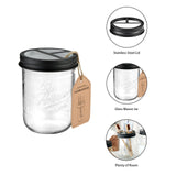 SheeChung Mason Jar Bathroom Accessories Set, 2Pcs Glass Bathroom Accessory Set, Soap Dispenser, Toothbrush Holder, Bathroom Decor, Rustic Farmhouse Decor - Black SheeChung