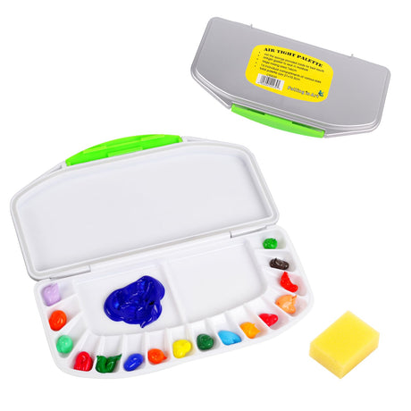 Falling in Art Airtight Watercolor Palette, Plastic Paint Palette with 16 Wells and 2 Mixing Areas, Folding Paint Tray with Lid, Suitable for Acrylic, Gouache and Watercolor Falling in Art