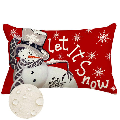 RABUSOFA Outdoor Christmas Pillow Covers 12x20 Inch Waterproof,Winter Decorations Pillows Decorative Throw Pillows Snowman Xmas Let It Snow Lumbar Cushion Covers for Home Decor Couch Holiday RABUSOFA
