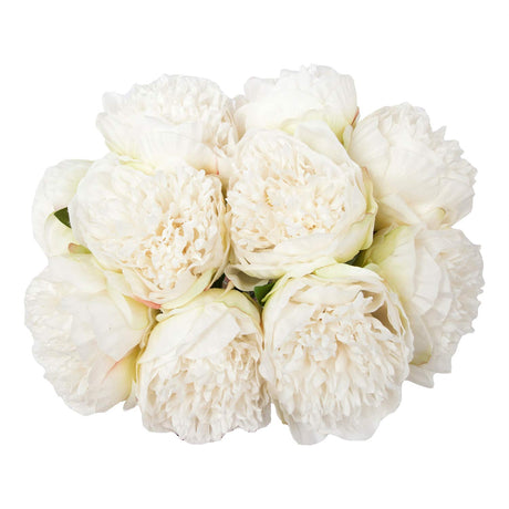 U'Artlines 2 Bouquet 10 Heads Artificial Peony Silk Flower Leaf Home Office Wedding Party Festival Bar Decor (Cream White) U'Artlines