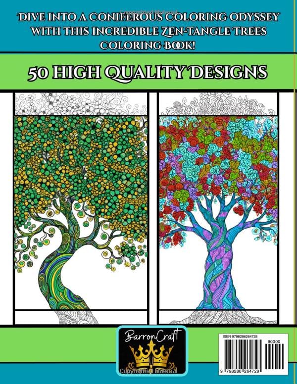 Zen Tangle Coloring - TREES: Over 50 High Quality Designs WoodArtSupply