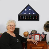 Zmiky Veteran Burial Flag Display Case American Flag Solid Wood Display Case Fits a 5 X 9.5 Flag Folded Military Shadow Box with Felt Lining Holder Zmiky