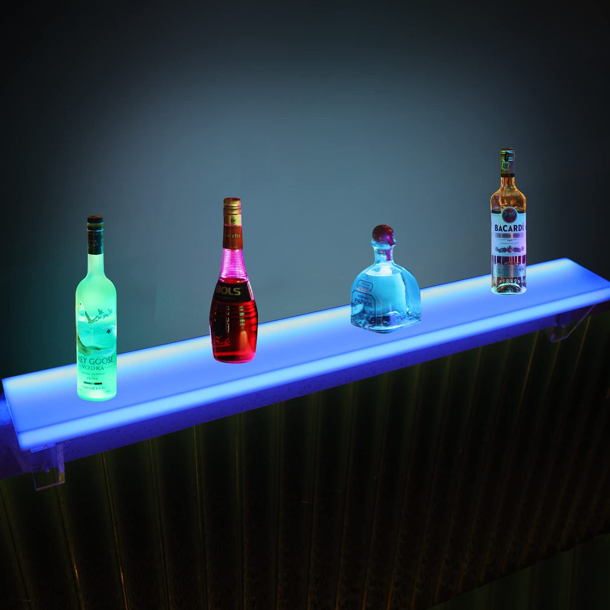 Cimcame Led Lighted Liquor Bottle Display Shelf Set of 2 with Remote&APP Control 40 Inch Floating Wall-Mounted Illuminated Marquee Lighting Shelves for Home Commercial Bar Cimcame