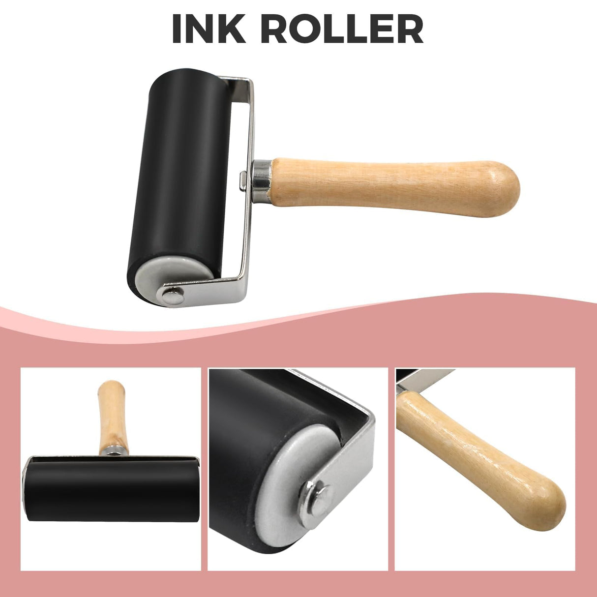 5 Pack 4x6 Pale Pink Rubber Stamp Carving Blocks Linoleum Block with Linoleum Cutter and Rubber Brayer Roller for Stamp Maker Printmaking Supplies Lyzskco