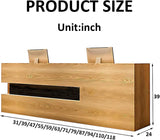 Modern Reception Desk with Counter – Durable Scratch-Resistant Surface, Solid Wood Legs, Spacious Storage, Sleek Contemporary Front Desk Reception Counter for Office or Lobby(Brown wood grain,Right-78 CHMAIDEU