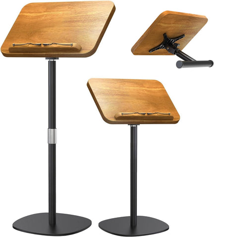 NAMON 2 in 1 Dual-use Floor Book Stand & Desktop Book Stand, 100% Solid Wood and Metal Build, Height Adjustable from 16.5-51in, Floor Holder Stand with Page Paper Clip for Cookbooks, Sheet Music, etc. NAMON
