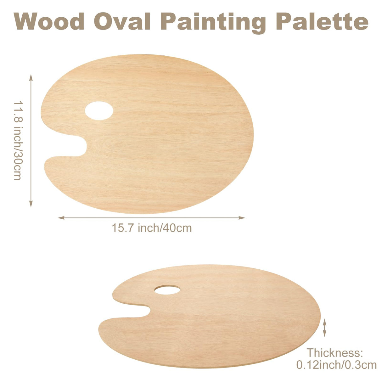 15PCS Wooden Paint Palette 12”x 16” Large Oval-Shaped Artist Painting Palette with Thumb Hole, Oil Wood Painting Palette, Art Pallet for Painting ZOFORTY