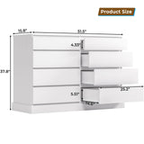 Hasuit White Dresser for Bedroom, Long Dresser with 8 Drawers, 51.5''W Wooden Dressers Chest of 8 Drawers, Large Capacity Clothing Storage Cabinet, Wide Dressers for Bedroom Living Room Entryway Hasuit