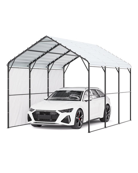 VEVOR Heavy Duty Metal Carport, 10' x 15' Outdoor Carport with Galvanized Steel Frame & Roof, Car Tent Garage Shade with Removable Sidewalls, Multi-Use Car Shelter for Pickup, Boat, Car & Tractors VEVOR