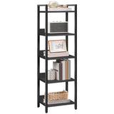 MAHANCRIS 5-Tier Bookshelf, Bookcase, Shelves Organizer for Small Spaces, Storage Shelf Organizer, for Living Room, Bedroom, Study, Balcony, Black BKHB5501 MAHANCRIS