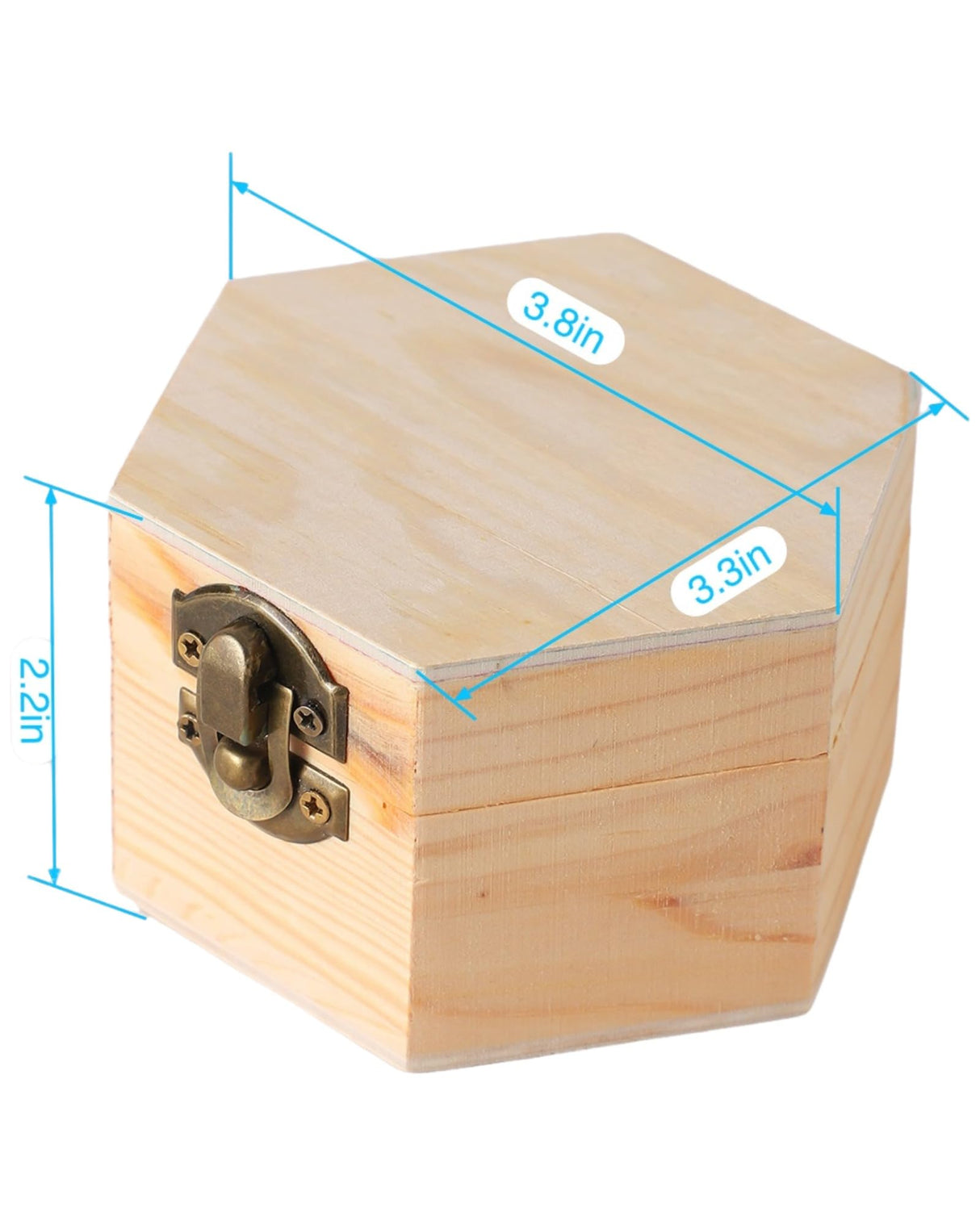 12 pcs Unfinished Vintage Wooden Hexagonal Pine Storage Boxes, 3.8X3.3X2.2in with Hinged Lids and Front Buckles for DIY Handmade Wooden Jewelry Box Xhqsulsclac