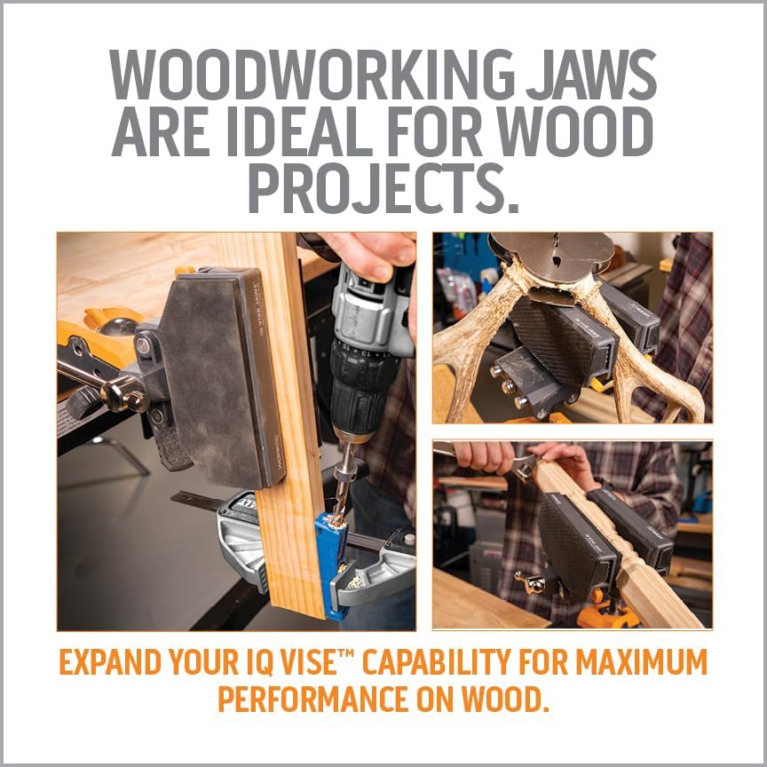 Work IQ Tools Woodworking Vise Jaws | Reversible Multi-Functional Jaws | Expanded Jaw Height and Width for Secure Grip on Fine Hardwood and Molding | Compatible with IQ Vise WORK IQ TOOLS