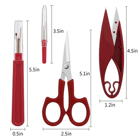 Sewing Seam Ripper Tool,Stitch Remover and Thread Cutter with 2Big+2Small Seam Rippers,1 Pack Thread Snips,1Pack 5”Scissor CampTek