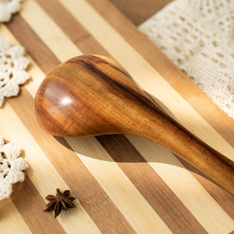 Wooden Kitchen Utensils Set, 5 PCs Natural Acacia Spurtle Set for Non-stick Pan Kitchen Tool Ladle and Wok Spatulas, Salad fork TEZZ