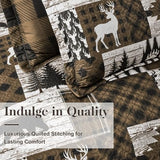 3 Piece Cabin Full/Queen Quilt Sets Farmhouse Rustic Reversible Microfiber Soft Lightweight Bedspread Coverlet with 2 Shams Patchwork Country Lodge Bedding Quilts Set for All Season, 90''x96'', Brown Tritard