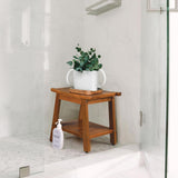 TEAKMAMA 21 Inch Teak Shower Bench with Storage Shelf and Handles, Teak Wood Shower Stool & Spa, Waterproof Shower Bench for Indoor and Outdoor Use, Bathroom Stools for Adults Sitting TEAKMAMA