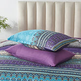 Cottolester Boho Comforter Set King Size 8 Piece Bed in a Bag Bohemian Striped Bedding Quilt Set Aqua Paisley Floral Comforter and Sheet Set,Soft Microfiber Complete Bedding Sets for All Season Cottolester