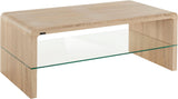 REN HOME Maja Wood Coffee Table with Glass Shelf, Natural Oak REN HOME