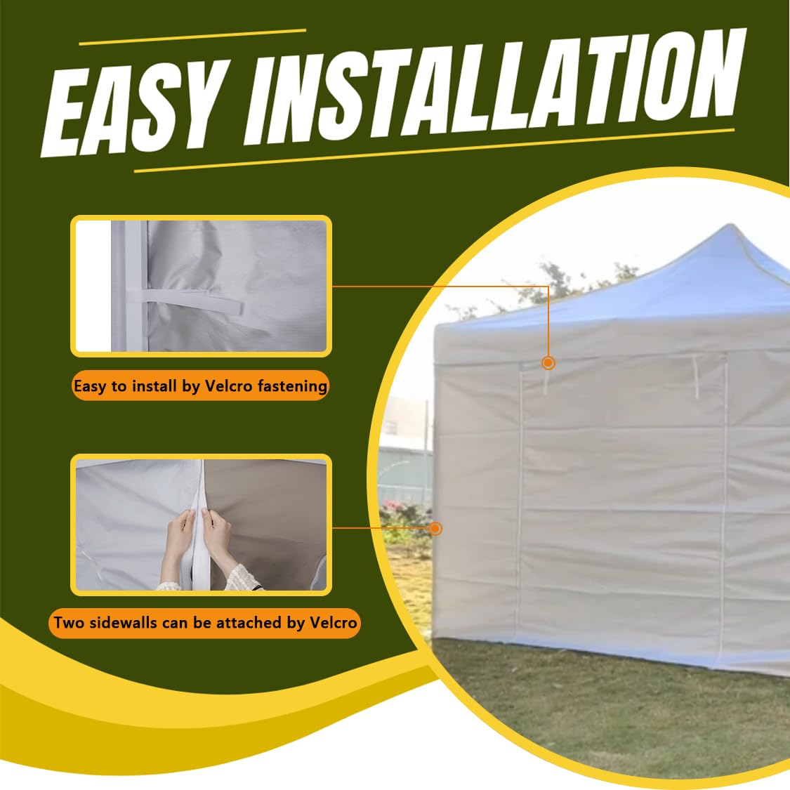 MordenApe 10x10 Pop Up Canopy Tent Sidewalls - Straight Leg Compatible, 300D Waterproof Polyester with 99% UV Protection, 3 Piece White Wall Set MordenApe