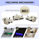 Anthato Power Recliner Sofa Set, Living Room Furniture Sets, Cream White Leather Reclining Sofa Set, Recliner Couch Loveseat and Chair with Storage/Cup Holders/Charging Port for Home Theater/Office Anthato