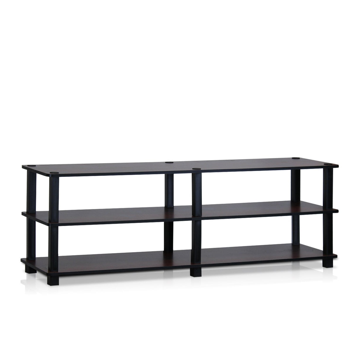 Furinno Turn-S-Tube No Tools 3-Tier Entertainment TV Stands, Dark Cherry and Black Furinno