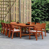 Amazonia Colony 11-Piece Patio Extendable Rectangular Dining Set Wtih Cushions | Eucalyptus Wood | Ideal for Outdoors and Poolside, 118Lx42Wx35H, Brown Amazonia