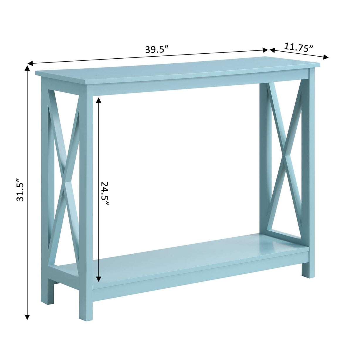 Convenience Concepts Oxford Console Table with Shelf, Sea Foam Blue Convenience Concepts