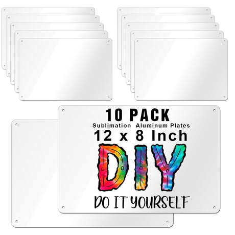 Hicarer 10Pcs Sublimation Blank Aluminum Signs Metal Signs Sublimation Signs White Sign Blanks for Outdoor Birthday Parking Yard Office Garage Business Rent Workplace Home Delivery Sign(12 x 8 Inch) Hicarer