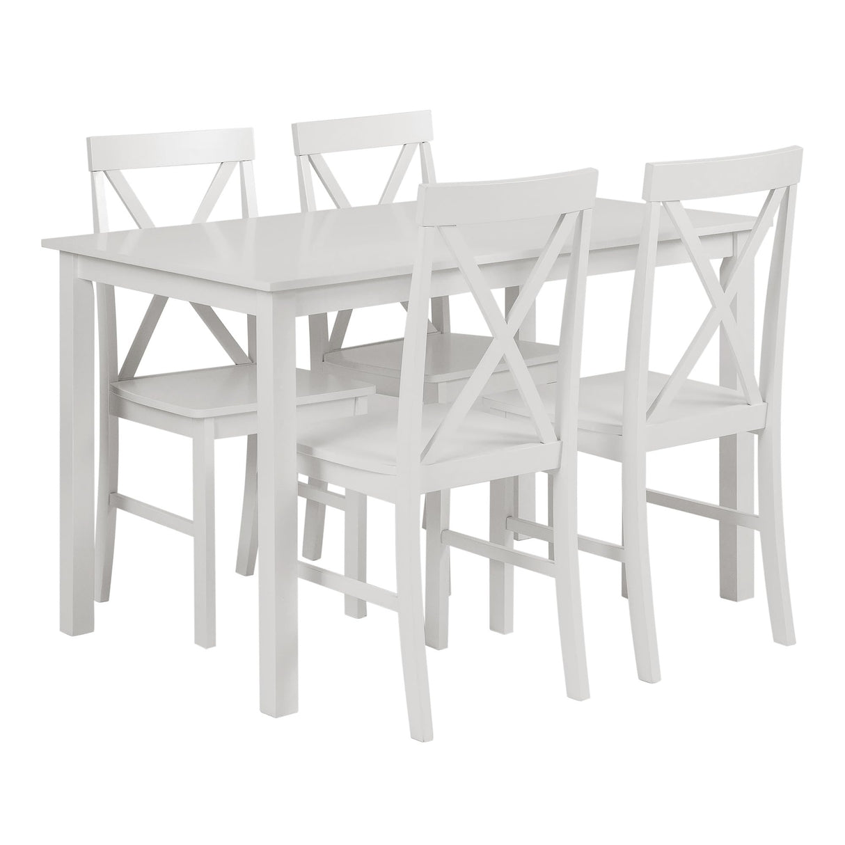 Walker Edison 4 Person Modern Farmhouse Wood Small Dining Table with 4 Chairs Set for Dining Room Kitchen, 48 Inch, White Walker Edison