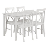 Walker Edison 4 Person Modern Farmhouse Wood Small Dining Table with 4 Chairs Set for Dining Room Kitchen, 48 Inch, White Walker Edison