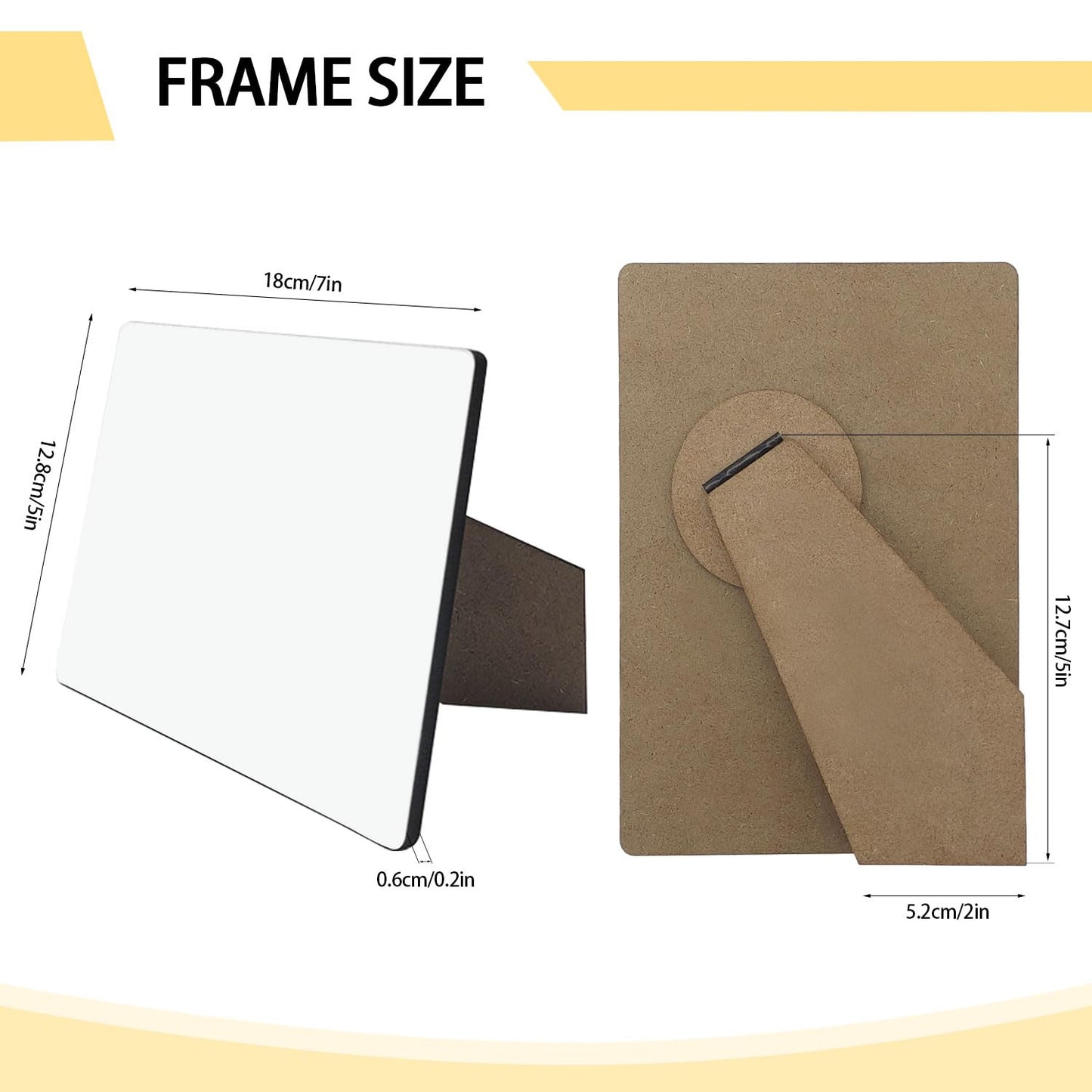 YOUKE OLA 10 Pack Sublimation Photo Frames Blank with Stand 5" X 7" Rectangle Heat Transfer MDF Wooden Sublimation Photo Frames Hardboard Frame Personalized Photo Gifts for DIY Craft