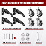 SPACECARE Workbench Casters Heavy Duty Retractable Casters Kit, Capacity 800Lbs Set of 4 Stepdown Casters Adjustable Polyurethane Durable Steel Construction SPACECARE
