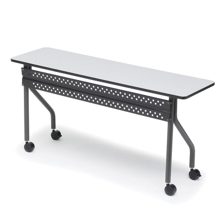 Iceberg Officeworks Mobile Training Table with Two Locking Wheels, Gray and Charcoal, 72" L x 18" W x 29" H,Grey Iceberg