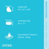 Intex Inflatable Ultra Lounge Chair With Cup Holder And Ottoman Set (2 Pack) Intex