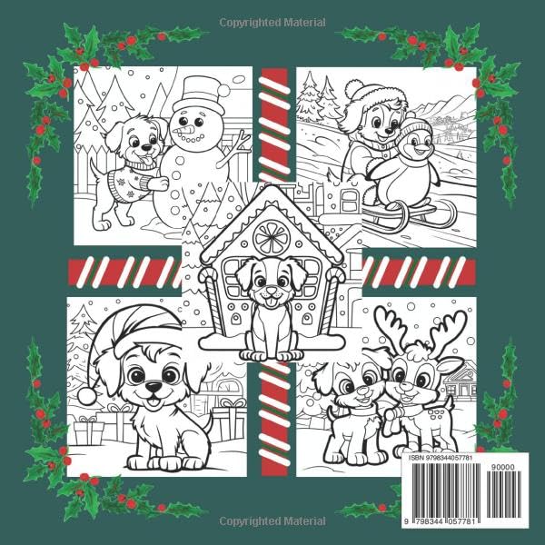 Christmas Puppies: 50 Comfy, Cozy, and Detailed Festive Puppy Coloring Book Pages for Quick Relaxation, Instant Holiday Fun, and the Ultimate Winter ... Teens, & Kids (Adorable Tails Coloring) WoodArtSupply